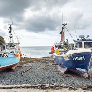 Fishing boats at Cadgwith Cove, Cornwall, England, UK