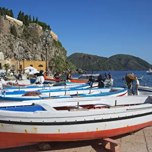 Fishing boats at Marina Corta, Lipari Town, Lipari Island, Aeolian Islands, UNESCO