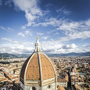 Florence, Tuscany, Italy, aerial view of the city with Cathedral and the Brunelleschi