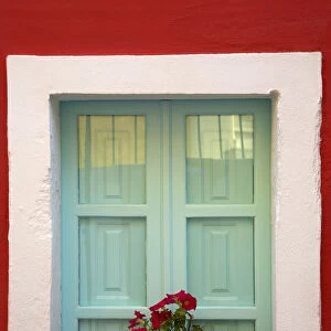 Flower Pot in Window, Oia, Santorini, Greece