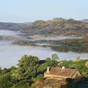 The fog surrounding the old and traditional village of Pitoes das Junias