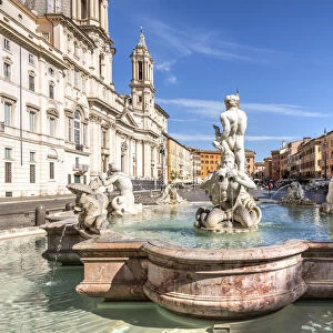 Fontana del Moro or Moor Fountain, Piazza Navona, Rome, Lazio, Italy