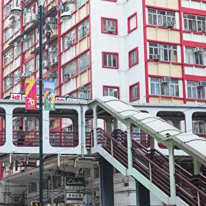 Footbridge and apartments, North Point, Hong Kong Island, Hong Kong