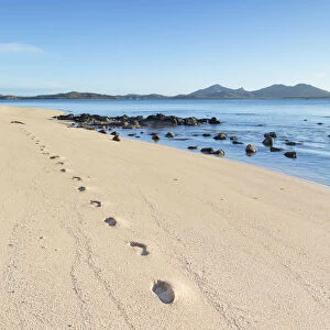Footprints on beach, Nacula Island, Yasawa Islands, Fiji