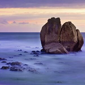 France, Biarritz, Pyrenees-Atlantique, seascape and rock formation
