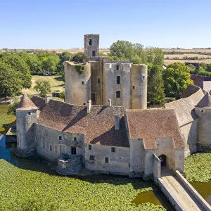 France, Centre-Val de la Loire, Cher, Sagonne, aerial view of Chateau de Sagonne