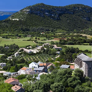 France, Corsica, Haute-Corse Department, Le Cap Corse, Patrimonio, elevated view of