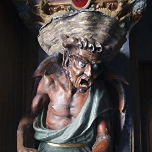 France, Languedoc-Roussillon, Aude, Rennes-le-Chateau, Magdala Church, The Devil Statue