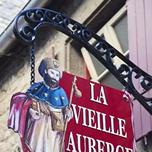 France, Normandy, Mont St. Michel, Hotel Sign