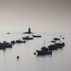 France, Normandy Region, Manche Department, Omonville La Rogue, Le Hable port in fog