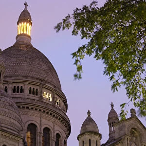 France, Paris, Montmartre, dawn detail of Basilique Sacre Coeur basilica