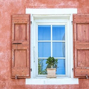 France, Provence Alps Cote d Azur, Vaucluse, Banon. Detail of a window in the old village