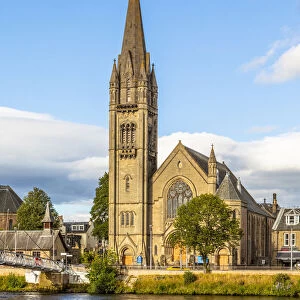 Free Church of Scotland and Greig Street Bridge on the river Ness, Inverness, Scotland