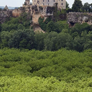 A french castle in Montfort overlooking the Dordogne River near Sarlat France