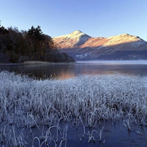 Frost on Derwent Water, Lake District, Cumbria, England