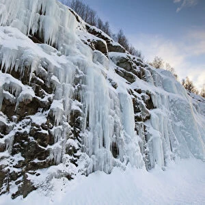 Frozen waterfall, Troms region, Norway