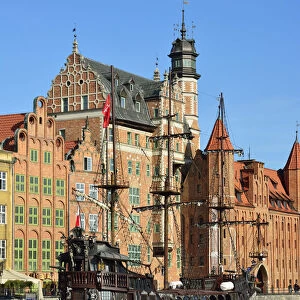 The galleon Gdynia that makes tourist trips from Gdansk to Westerplatte cruising in