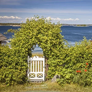 Garden gate on the archipelago island of Sandhamn, Stockholm County, Sweden