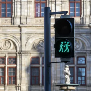 Gay-themed traffic light, Vienna, Austria