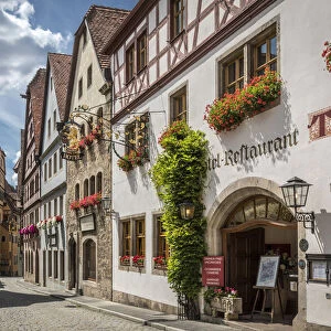 Georgengasse in the old town of Rothenburg ob der Tauber, Middle Franconia, Bavaria