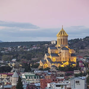 Georgia, Tbilisi, Avlabari, View of Tsminda Sameba Cathedral (Holy Trinity Cathedral)