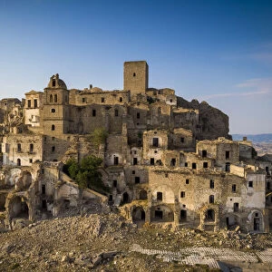 The ghost town of Craco, Matera province, Basilicata, Italy, Europe