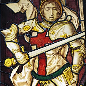 Glass painting with St. George (1500s), Church of Our Lady, Bruges, Belgium