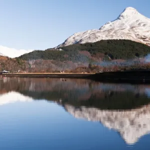 Glencoe village on Loch Leven, Glencoe, Scotland, UK