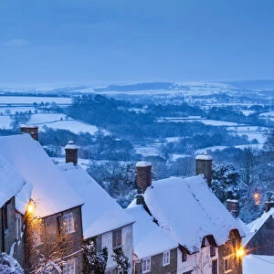 Gold Hill in Winter, Shaftesbury, Dorset, England