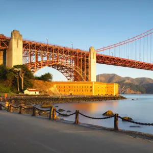 Golden Gate Bridge at sunrise, San Francisco Bay, California, USA