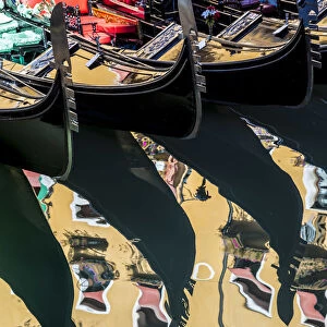 Gondolas on a canal in Venice, Vento, Italy