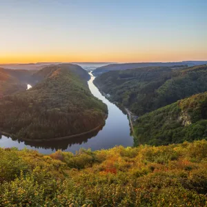 Grand horseshoe bend of river Saar near Orscholz, Saarland, Germany