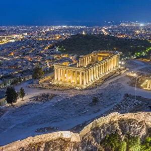 Greece, Athens, Aerial view of the Parthenon