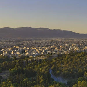 Greece, Athens, Panoramic view of the Acropolis and the city of Athens
