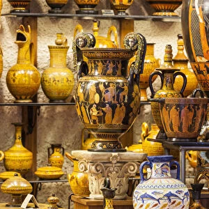 Greece, Central Greece Region, Delphi, souvenir shop selling reproductions of Ancient