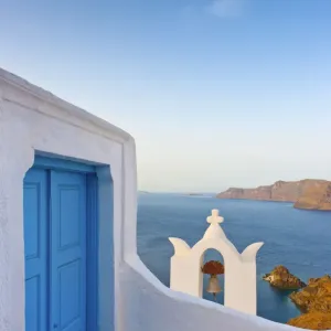 Greece Print: Santorini's Blue Door and Bell Tower Greece Print: Santorini's Blue Door and Bell Tower