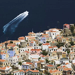 Greece, Dodecanese Islands, Symi, Symi Town / Horio, View of Horio (Upper Town)
