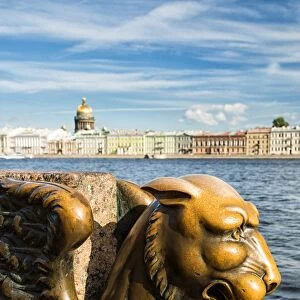 A griffin on the University Embankment, Saint Petersburg, Russia