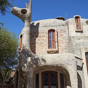 A guanaco sculpture at the entrance of a house in downtown Cafayate, Calchaquai Valleys