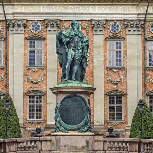 Gustav Erich statue in front of the Riddarhuset in Stockholm, Sweden