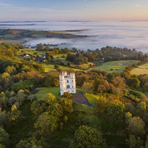 Haldon Belvedere (Lawrence Castle) on a misty autum morning, Devon, England