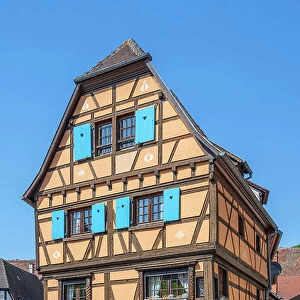 Half-timberd houses at Obernai, Bas-Rhin, Alsace, Alsace-Champagne-Ardenne-Lorraine, Grand Est, France