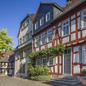 Half-timbered houses in the old town of Frankfurt-Hochst, Frankfurt, Hesse, Germany