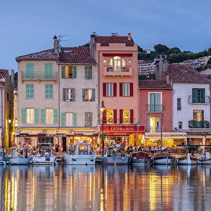 The Harbour at Cassis at Dusk, Cassis, Provence-Alpes-Cote d'Azur, France