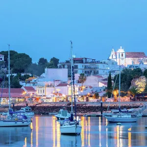 Print of Alvor Harbour at Sunset in Portugal Print of Alvor Harbour at Sunset in Portugal