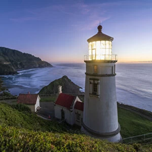 Heceta Head Lighthouse at dusk. Florence, Lane county, Oregon, USA