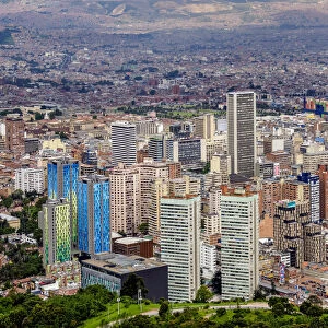 High rise buildings seen from Mount Monserrate, Bogota, Capital District, Colombia