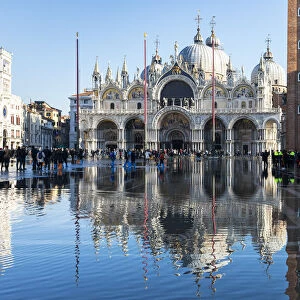 High tide in St Marks Square. Venice, Veneto, Italy