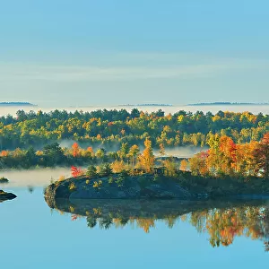 High vantage morning view of Lake Laurentian. Lake Laurentian Conservation Area. Greater Sudbury, Ontario, Canada