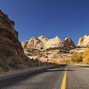 Highway 24 and Capitol Dome, Capitol Reef National Park, Utah, USA